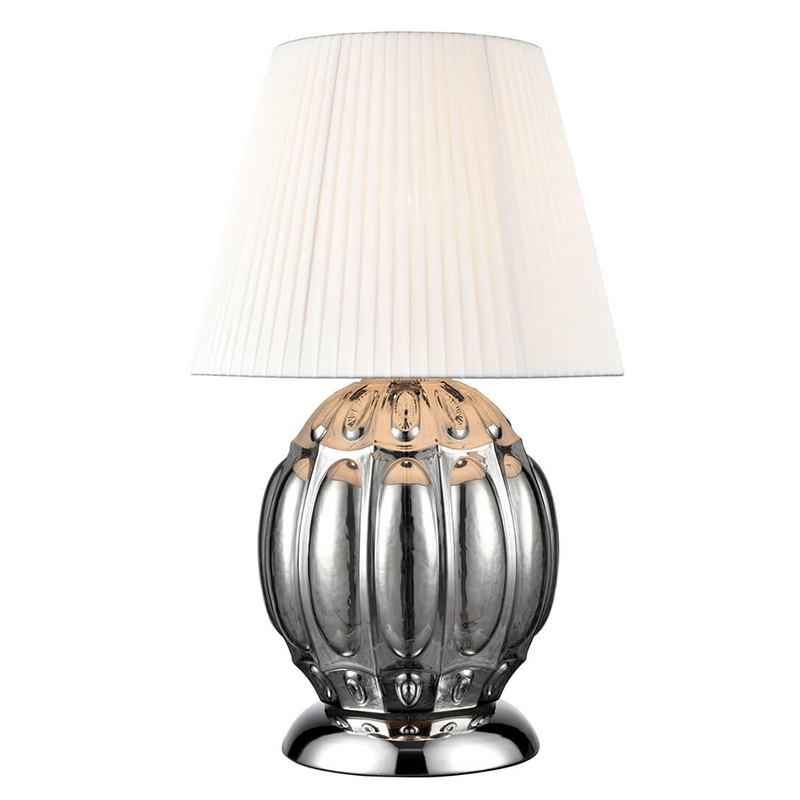 Настольная лампа ХРОМ Hailey Chrome Table Lamp Прозрачное Стекло Белый Темный хром Настольная лампа ХРОМ Hailey Chrome Table Lamp Прозрачное Стекло Белый Темный хром в Рязани | Loft Concept