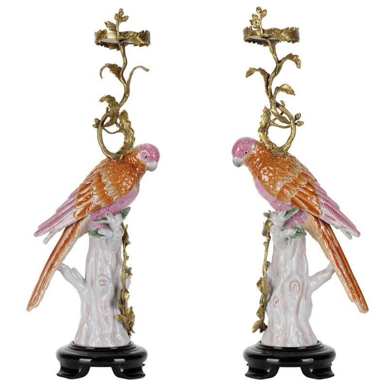 Подсвечник Pink Red Parrot L or R Бронза Белый Розовый Красный Подсвечник Pink Red Parrot L or R Бронза Белый Розовый Красный в Рязани | Loft Concept