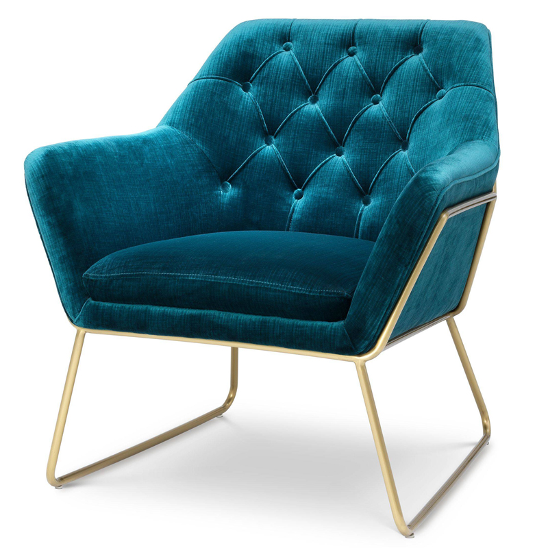 Кресло Eichholtz Chair Court Синий Матовая латунь Кресло Eichholtz Chair Court Синий Матовая латунь в Рязани | Loft Concept