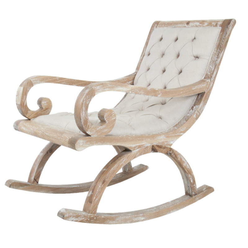 Кресло-качалка с мягкой обивкой из льна Ella Armchair beige Бежевый Коричневый Кресло-качалка с мягкой обивкой из льна Ella Armchair beige Бежевый Коричневый в Рязани | Loft Concept