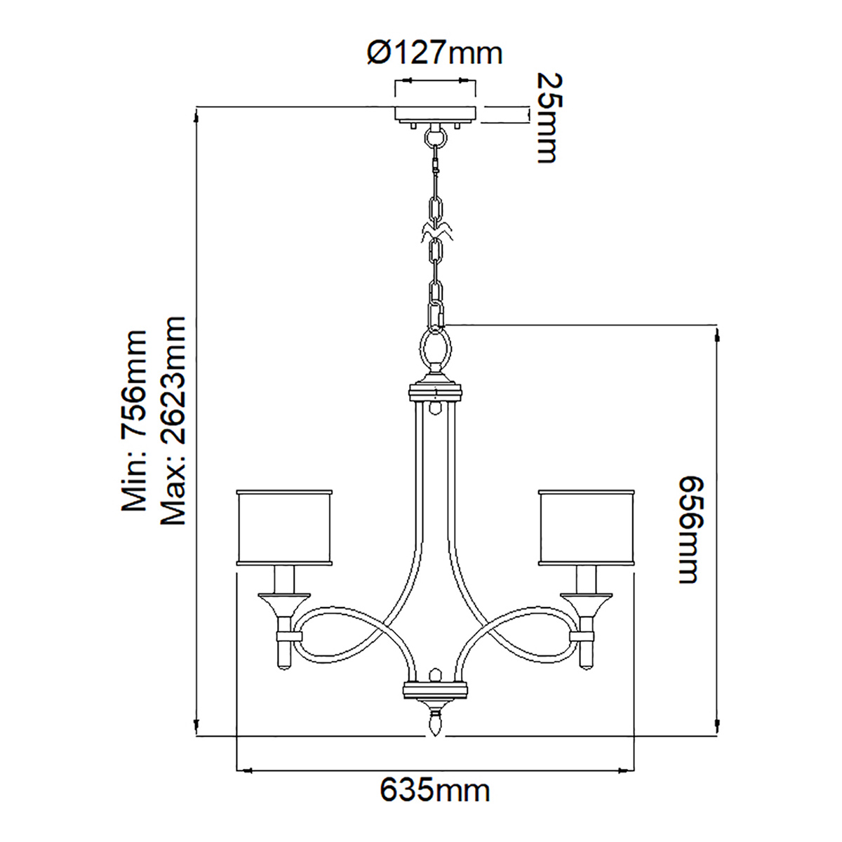Люстра с белыми тканевыми абажурами в прозрачных стеклянных цилиндрах Kichler в Рязани