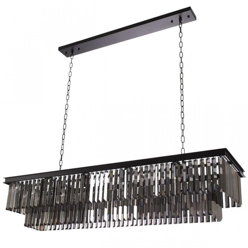 Прямоугольная Люстра RH 1920s Odeon Black iron Серое Стекло Длина 120 см Черный Серый Прямоугольная Люстра RH 1920s Odeon Black iron Серое Стекло Длина 120 см Черный Серый в Рязани | Loft Concept
