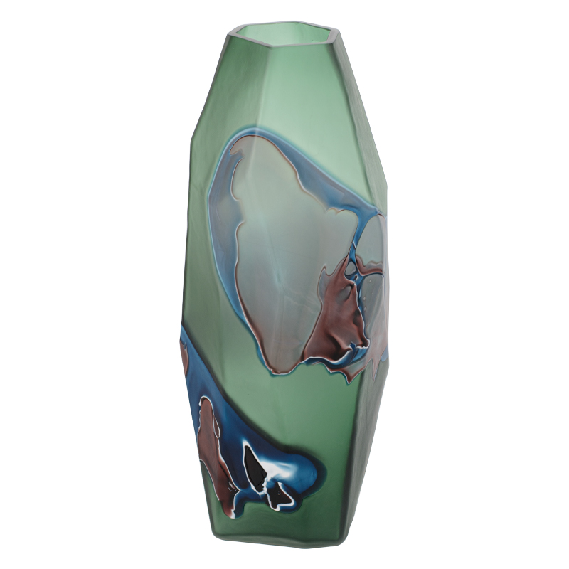 Ваза Polygonal Vase green Зеленый Синий Коричневый Ваза Polygonal Vase green Зеленый Синий Коричневый в Рязани | Loft Concept