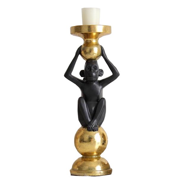 Подсвечник Black Monkey Черный Золотой Подсвечник Black Monkey Черный Золотой в Рязани | Loft Concept