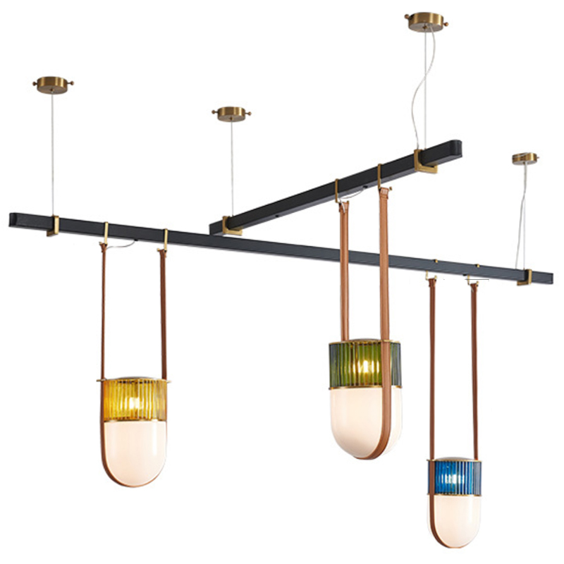 Dario Chandelier three shades Черный Синий Желтый Зеленый Dario Chandelier three shades Черный Синий Желтый Зеленый в Рязани | Loft Concept