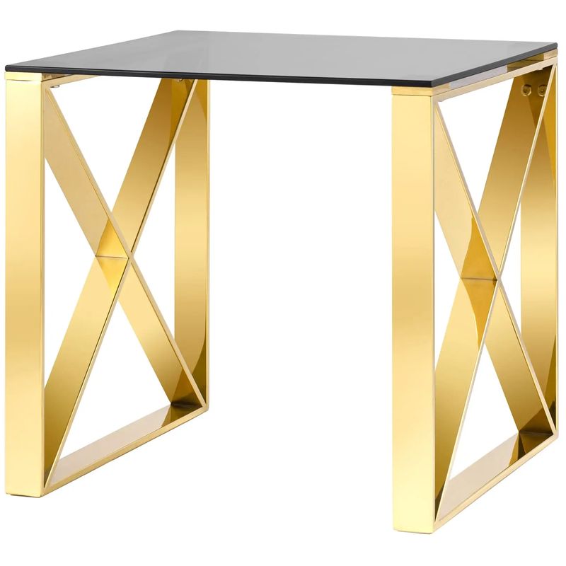 Стол приставной Lannes Collection Gold Золотой Стекло Смок Стол приставной Lannes Collection Gold Золотой Стекло Смок в Рязани | Loft Concept