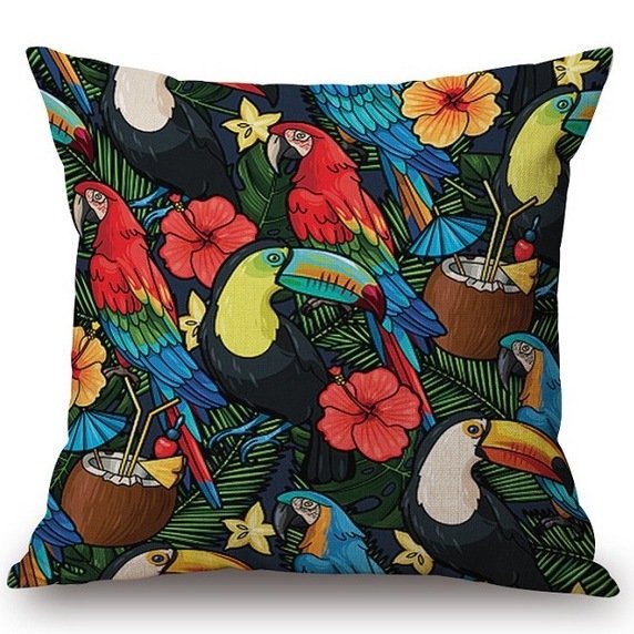 Декоративная подушка Toucans and Flowers Декоративная подушка Toucans and Flowers в Рязани | Loft Concept