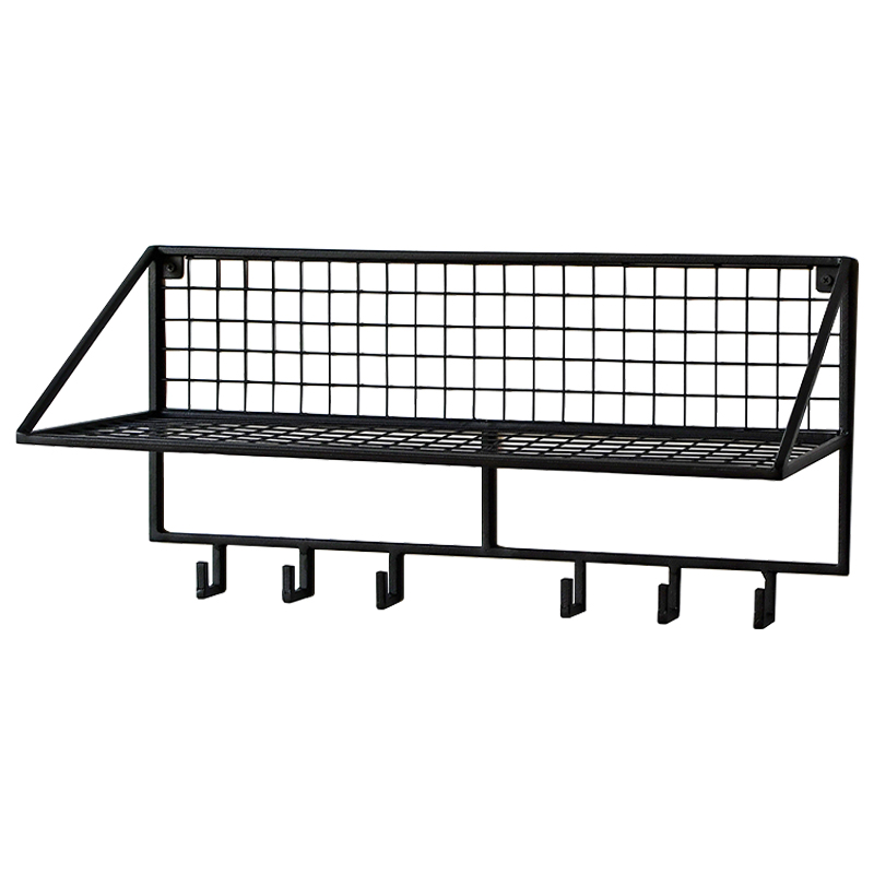 Вешалка с полкой Rhian Industrial Metal Rust Shelf Black S Черный Вешалка с полкой Rhian Industrial Metal Rust Shelf Black S Черный в Рязани | Loft Concept