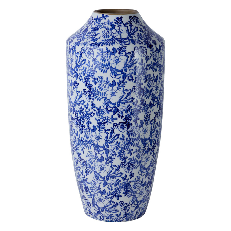 Ваза с синим цветочным узором Blue & White Ornament  Белый Синий в Рязани | Loft Concept 