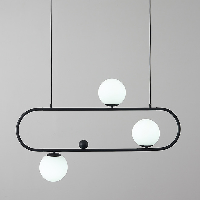 Люстра Horizontal Balls Balance Black 3 Черный Белый Люстра Horizontal Balls Balance Black 3 Черный Белый в Рязани | Loft Concept