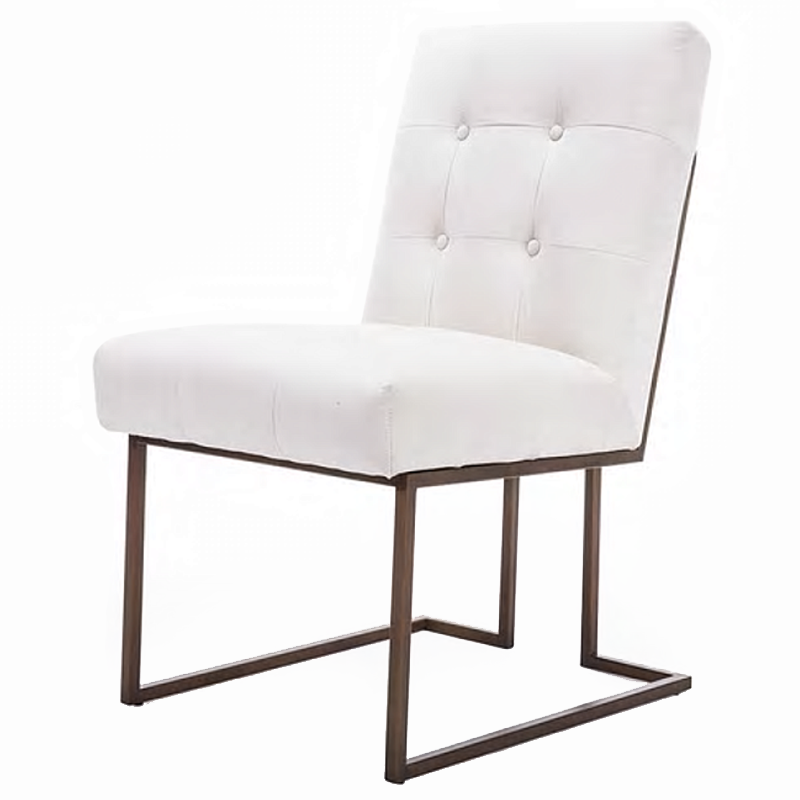 Стул обеденный Burleigh Dining Chair Pearl Iron Белый Коричневый Стул обеденный Burleigh Dining Chair Pearl Iron Белый Коричневый в Рязани | Loft Concept