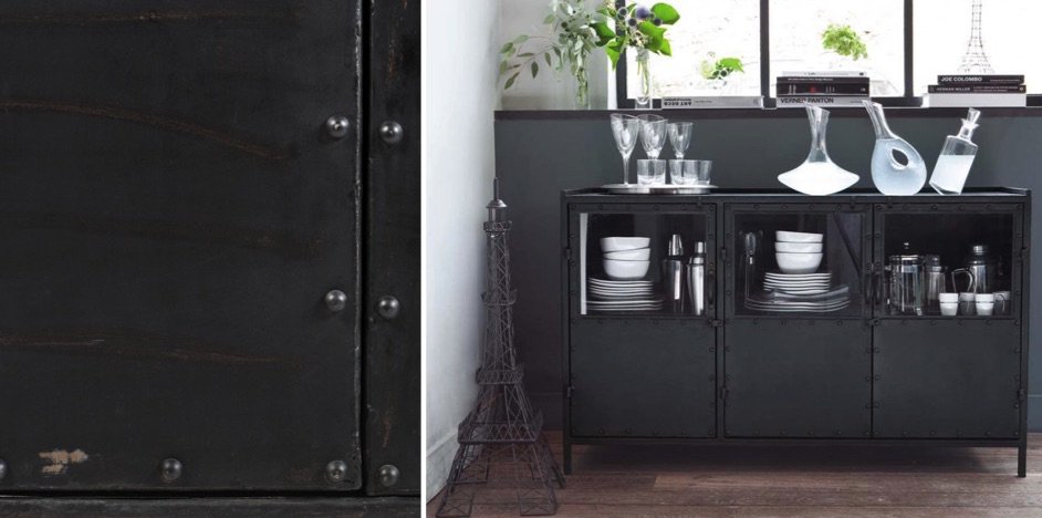 Буфет в стиле Лофт черный Industrial Vitre Big Buffet Буфет в стиле Лофт черный Industrial Vitre Big Buffet - Loft-Concept в Рязани