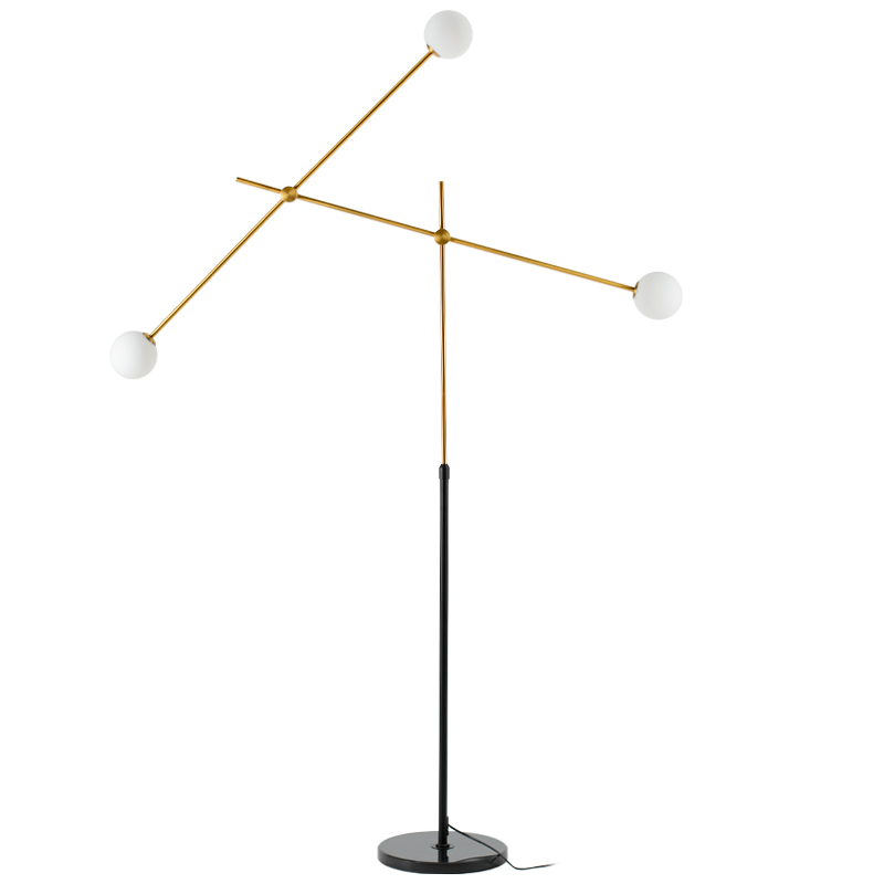 Торшер Baton FLOR LAMP 3 Черный Белый Латунь Торшер Baton FLOR LAMP 3 Черный Белый Латунь в Рязани | Loft Concept