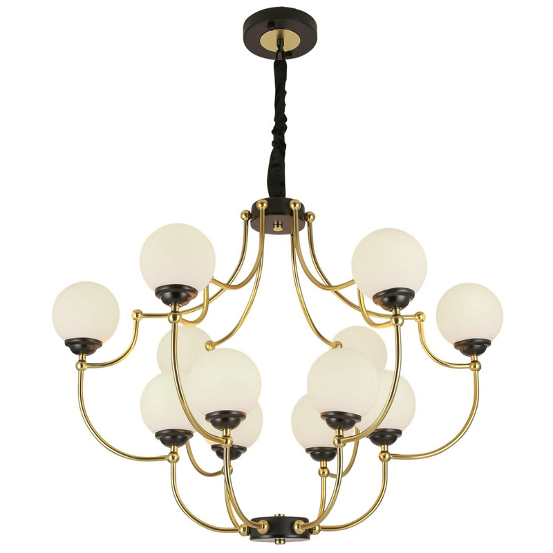 Люстра White Ball Valley Arredoluce Chandelier 12 Прозрачный белый Латунь Черный Люстра White Ball Valley Arredoluce Chandelier 12 Прозрачный белый Латунь Черный в Рязани | Loft Concept