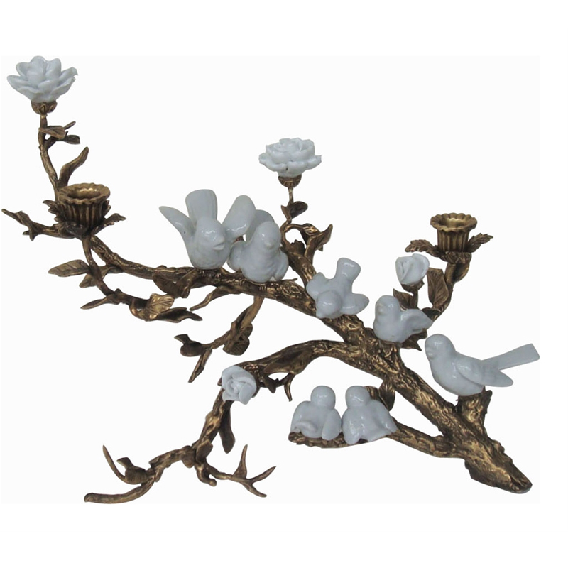 Подсвечник Bronze Branch Candlestick Белый Бронза Подсвечник Bronze Branch Candlestick Белый Бронза в Рязани | Loft Concept