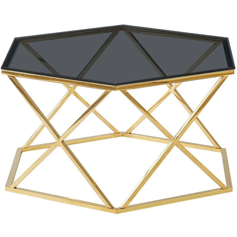 Столик кофейный Ormando Collection Gold №1 Глянцевое золото Стекло Смок Столик кофейный Ormando Collection Gold №1 Глянцевое золото Стекло Смок в Рязани | Loft Concept
