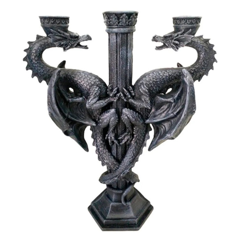 Подсвечник Two Dragons Candlestick Черный Подсвечник Two Dragons Candlestick Черный в Рязани | Loft Concept