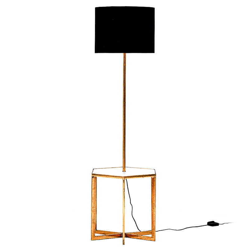 Напольная лампа Steno Floor lamp Белый Черный Винтажное глянцевое золото с состаренным эффектом Напольная лампа Steno Floor lamp Белый Черный Винтажное глянцевое золото с состаренным эффектом в Рязани | Loft Concept