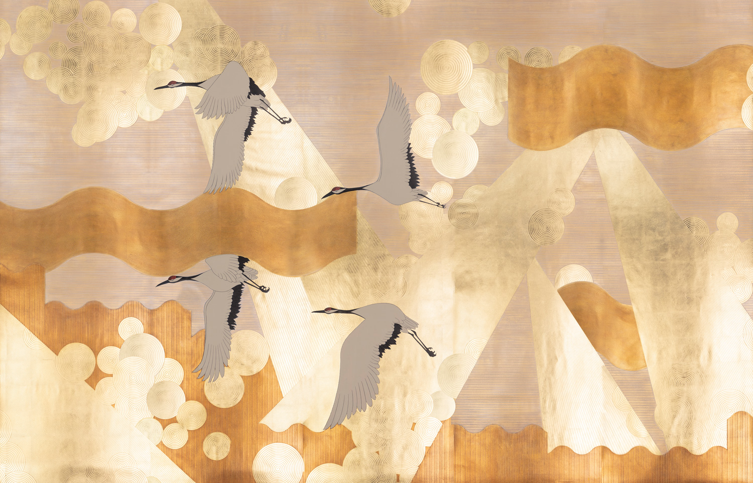 Обои ручная роспись Namban Colourway SC-244 on Deep Rich Gold gilded paper Обои ручная роспись Namban Colourway SC-244 on Deep Rich Gold gilded paper - постер Loft-Concept в Рязани