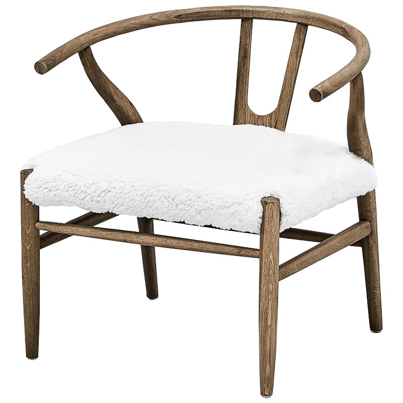 Стул Wishbone Faux Fur Stool Коричневый Белый Стул Wishbone Faux Fur Stool Коричневый Белый в Рязани | Loft Concept