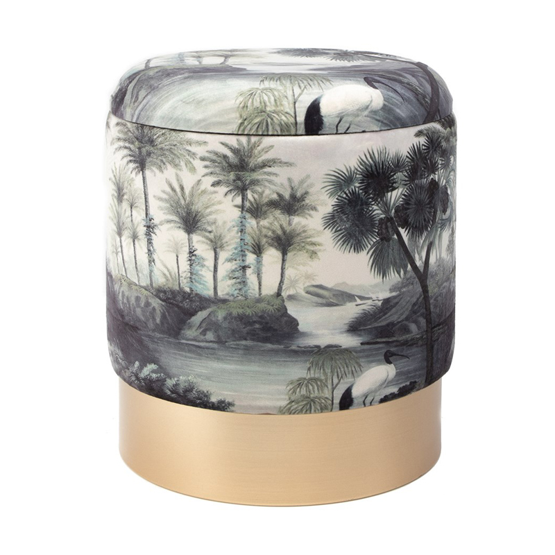 Пуф PUF Jungle Print river&tree small Мульти Золотой в Рязани | Loft Concept 