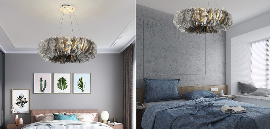 Люстра Кольцо из перьев Plumage Grey Люстра Кольцо из перьев Plumage Grey - Loft-Concept в Рязани