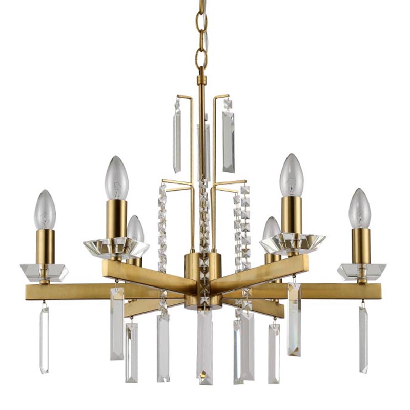 Люстра Vivien Crystal Brass Chandelier 6 Латунь Серый Люстра Vivien Crystal Brass Chandelier 6 Латунь Серый в Рязани | Loft Concept