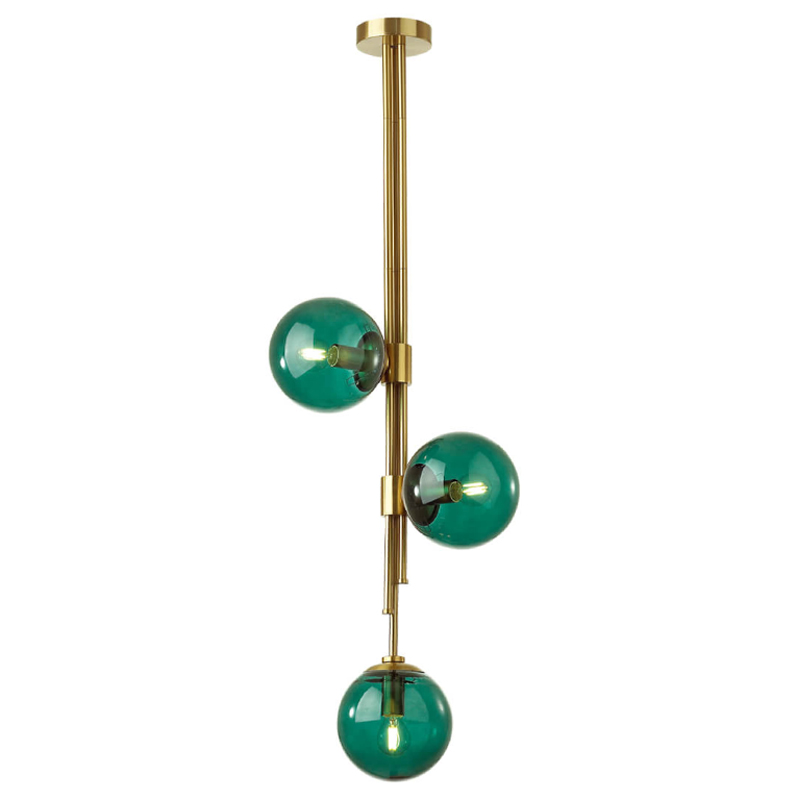 Светильник TRILOGY Ceiling Light Turquoise glass 100 Латунь Изумрудный Светильник TRILOGY Ceiling Light Turquoise glass 100 Латунь Изумрудный в Рязани | Loft Concept