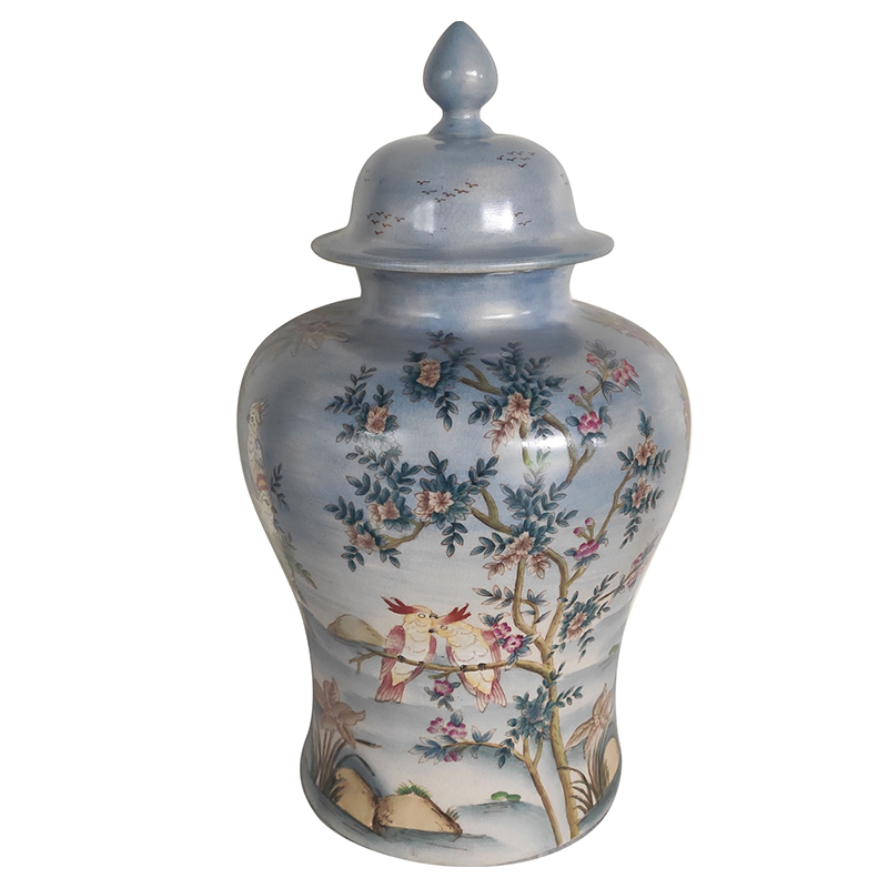 Ваза с крышкой Blue Vase Parrots Светло-голубой Мульти Ваза с крышкой Blue Vase Parrots Светло-голубой Мульти в Рязани | Loft Concept