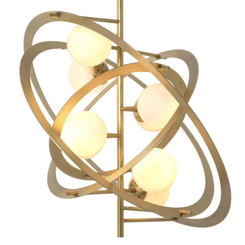 Люстра Eichholtz Chandelier Space Латунь Античная полированная Белый Люстра Eichholtz Chandelier Space Латунь Античная полированная Белый в Рязани | Loft Concept