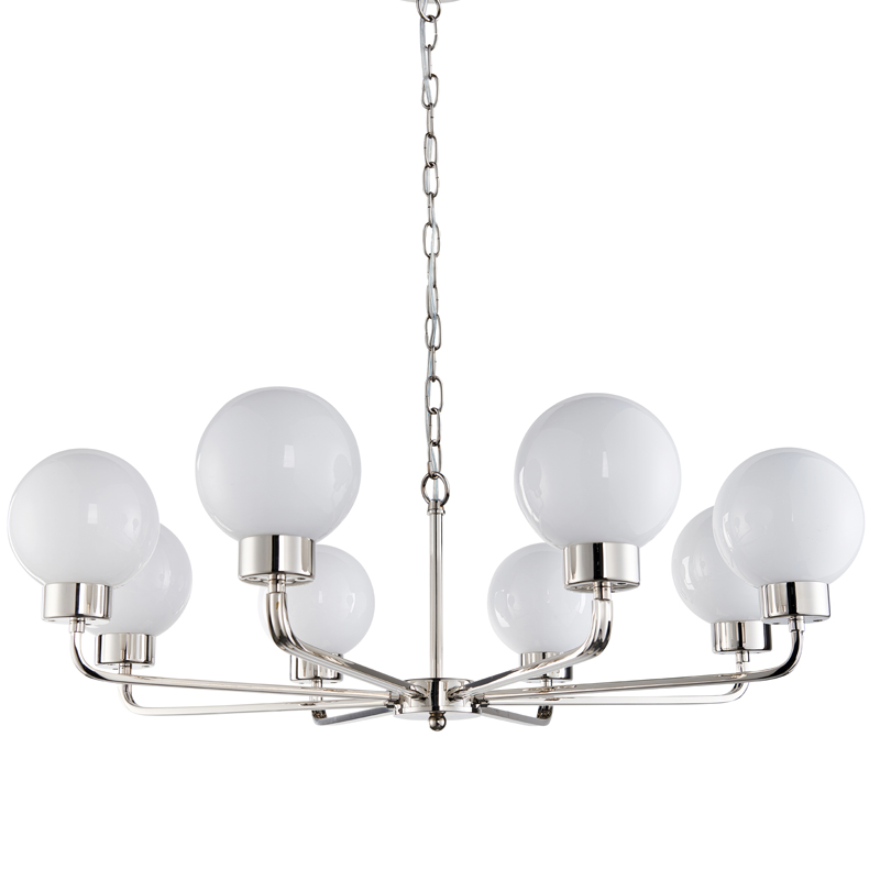 Люстра Zibille Chandelier Nickel Никель Белое матовое стекло Люстра Zibille Chandelier Nickel Никель Белое матовое стекло в Рязани | Loft Concept