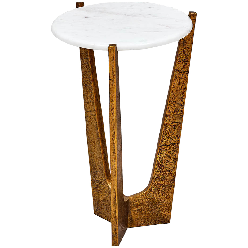 Приставной стол Anga Side Table Белый Винтажное Темное Золото Приставной стол Anga Side Table Белый Винтажное Темное Золото в Рязани | Loft Concept
