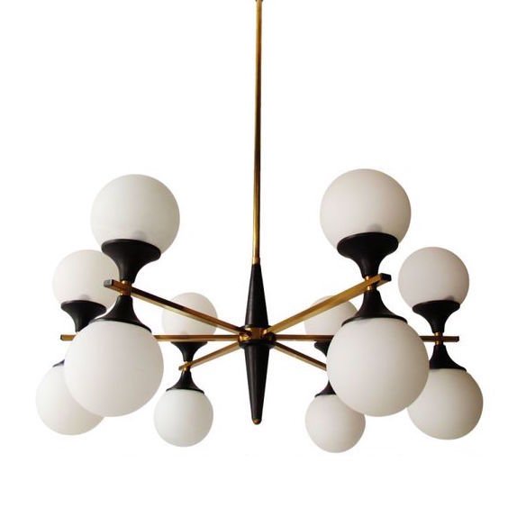 Люстра Ball Valley Arredoluce Chandelier Белый Латунь Черный в Рязани | Loft Concept 