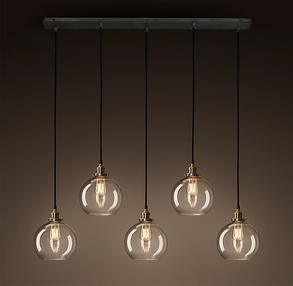 Подвесной светильник Loft Clear Glass Sphere Cloche 5 Черный в Рязани | Loft Concept 