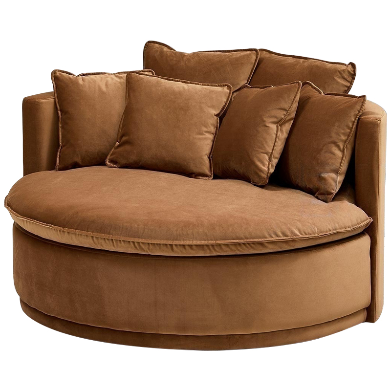 Кушетка круглая с обивкой из велюра коричневая Milky Brown Chair Коричневый Кушетка круглая с обивкой из велюра коричневая Milky Brown Chair Коричневый в Рязани | Loft Concept