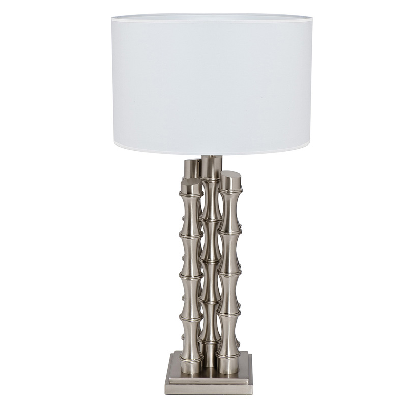 Настольная лампа с Белым Абажуром Damian Nickel Table Lamp Никель Сатин Белый Настольная лампа с Белым Абажуром Damian Nickel Table Lamp Никель Сатин Белый в Рязани | Loft Concept