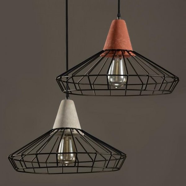 Подвесной светильник Cement Droplight Pendant Light pyramid Серый Красный Черный Подвесной светильник Cement Droplight Pendant Light pyramid Серый Красный Черный в Рязани | Loft Concept