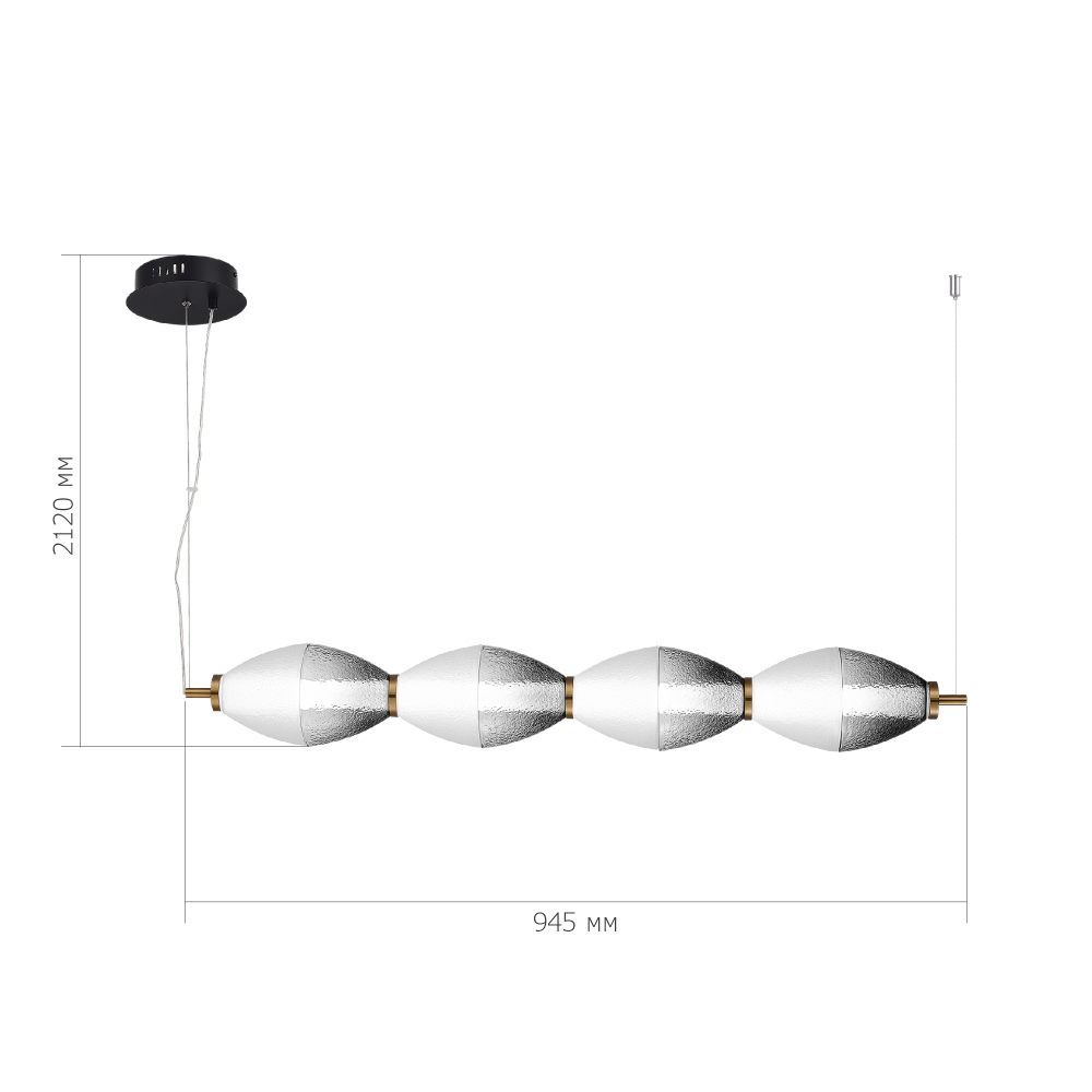 Подвесной светильник линейный в сочетании двух разных фактур стекла Enchanting в Рязани