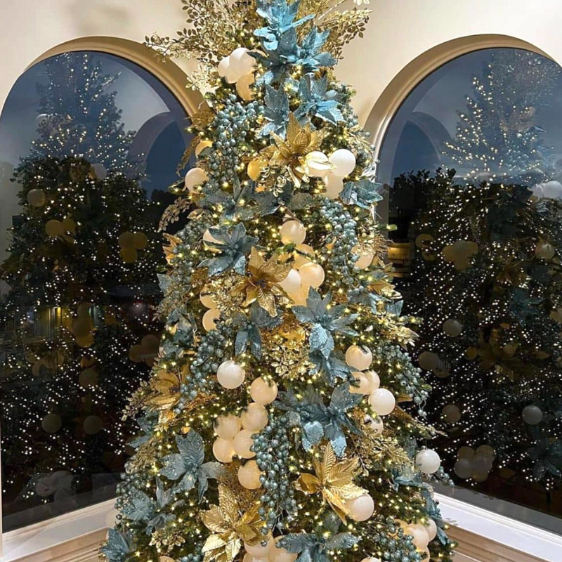 Дизайнерская Елка украшенная Золотыми и Голубыми Цветами Golden and Blue Flowers Золотой Голубой Дизайнерская Елка украшенная Золотыми и Голубыми Цветами Golden and Blue Flowers Золотой Голубой в Рязани | Loft Concept