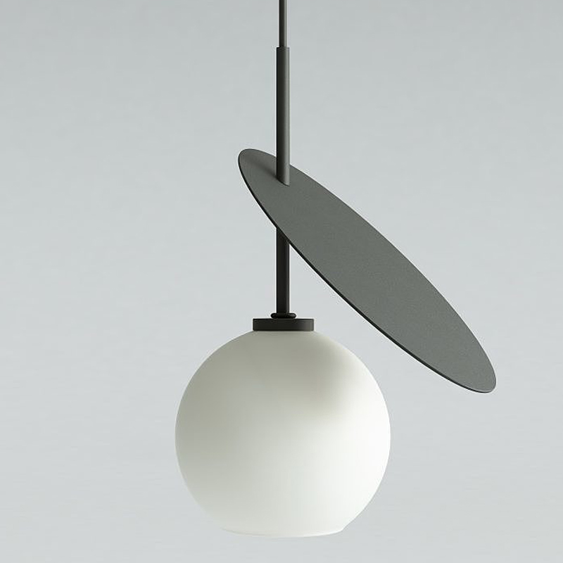 Подвесной светильник Cherry Pendant One Black Белое матовое стекло Черный Подвесной светильник Cherry Pendant One Black Белое матовое стекло Черный в Рязани | Loft Concept