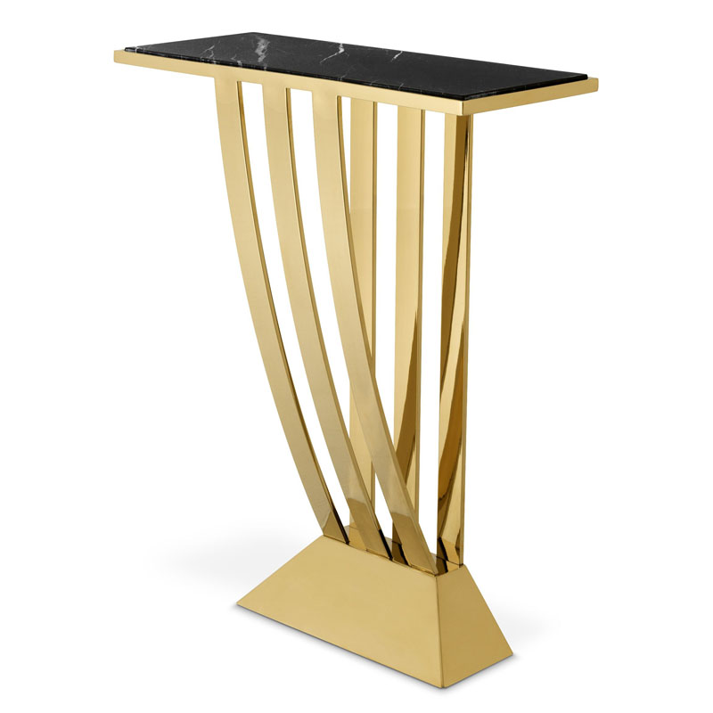 Приставной стол Eichholtz CONSOLE TABLE BEAU DECO Черный Мрамор Nero Глянцевое золото Приставной стол Eichholtz CONSOLE TABLE BEAU DECO Черный Мрамор Nero Глянцевое золото в Рязани | Loft Concept