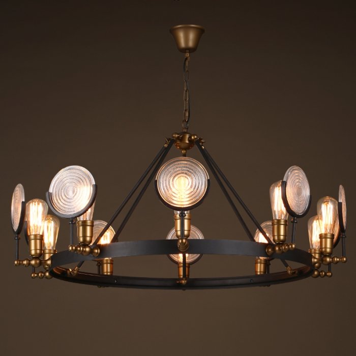 Люстра GASLIGHT LENS Chandelier 10 Черный в Рязани | Loft Concept 