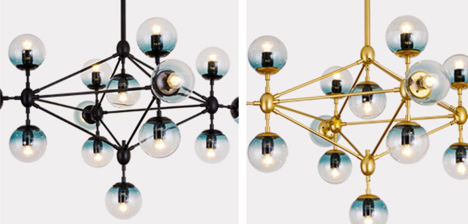 Люстра Modo Chandelier Globes Blue Ambre Gold Люстра Modo Chandelier Globes Blue Ambre Gold - Loft-Concept в Рязани