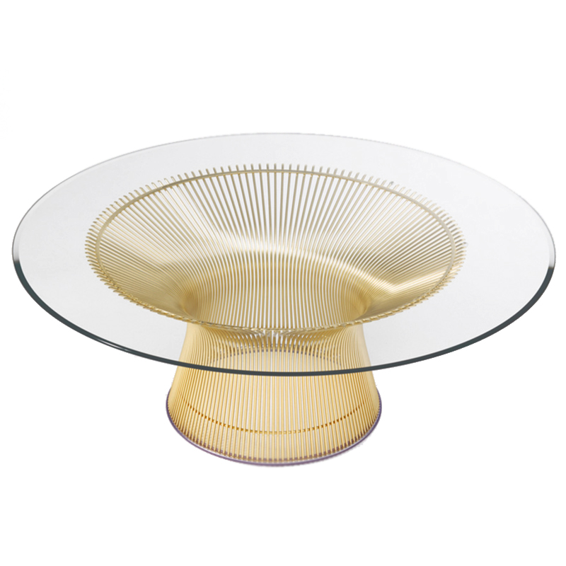 Стол Platner Coffee Gold Глянцевое золото Прозрачное Стекло Стол Platner Coffee Gold Глянцевое золото Прозрачное Стекло в Рязани | Loft Concept