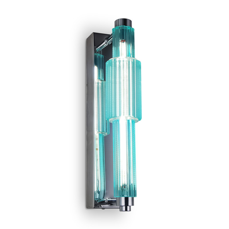 Бра с вертикальным узким плафоном Fuse Crystal Blue Хром Синий Бра с вертикальным узким плафоном Fuse Crystal Blue Хром Синий в Рязани | Loft Concept