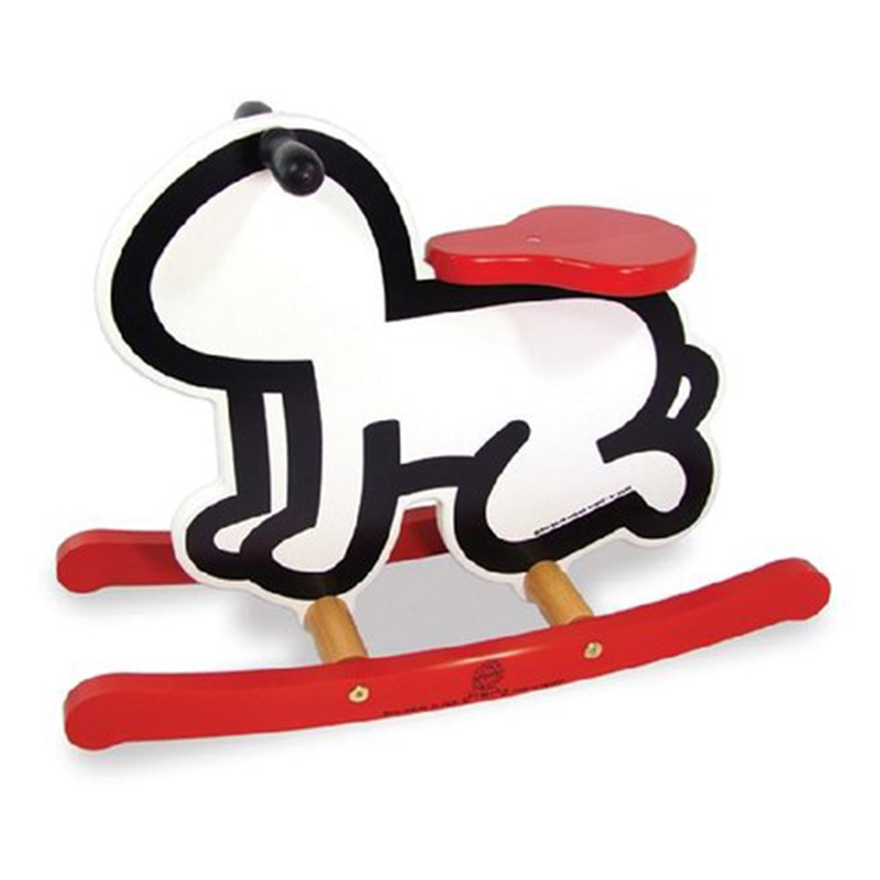 Детская деревянная качалка VILAC KEITH HARING ROCKER BABY TOY-WHITE Красный Черный Белый в Рязани | Loft Concept 