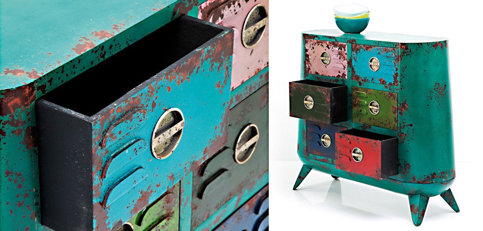 Комод металлический с цветными ящиками Retro Futurismo chest VI Комод металлический с цветными ящиками Retro Futurismo chest VI - Loft-Concept в Рязани
