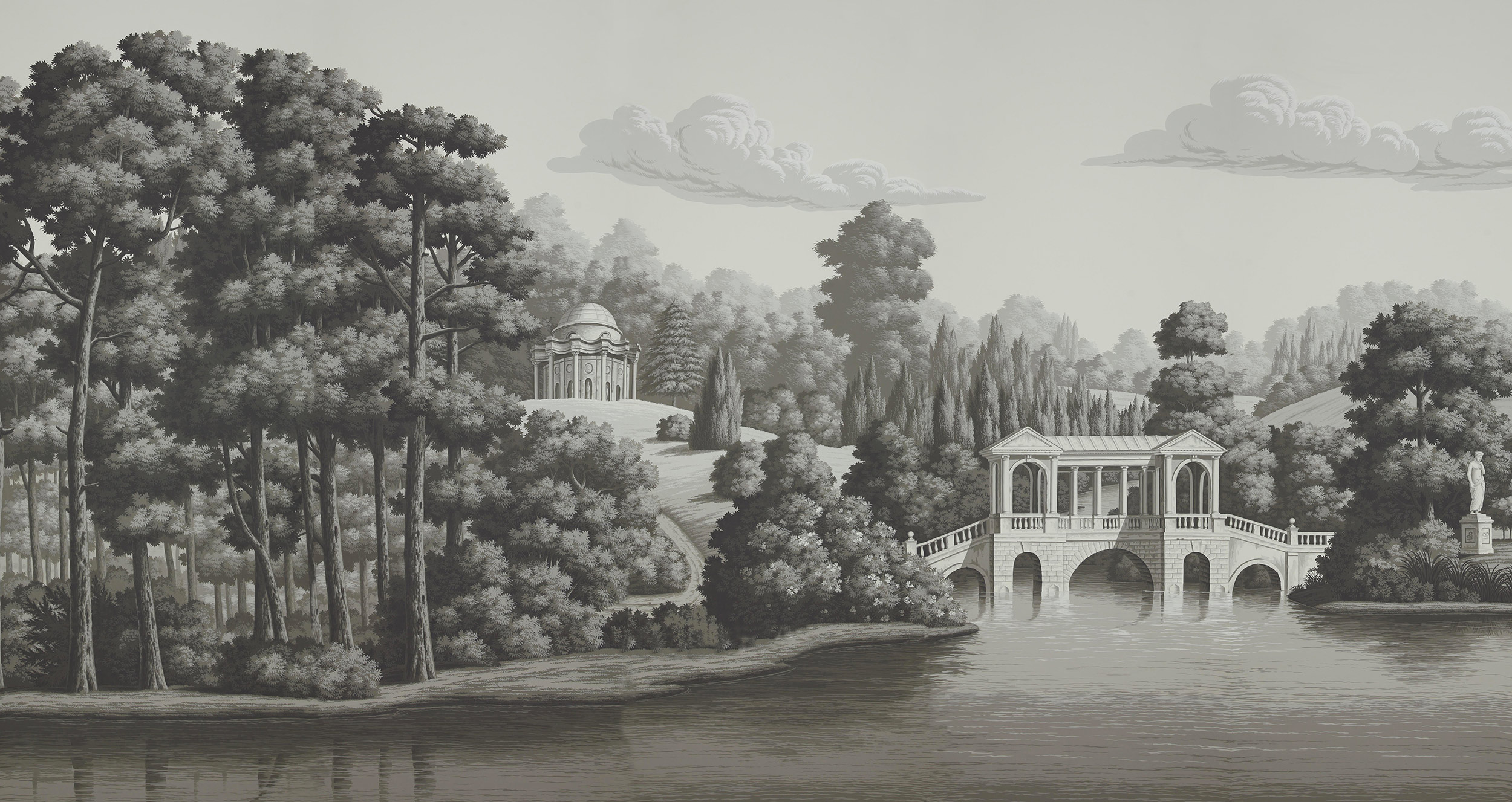 Обои ручная роспись English Landscape Eau Forte on scenic paper Обои ручная роспись English Landscape Eau Forte on scenic paper - постер Loft-Concept в Рязани