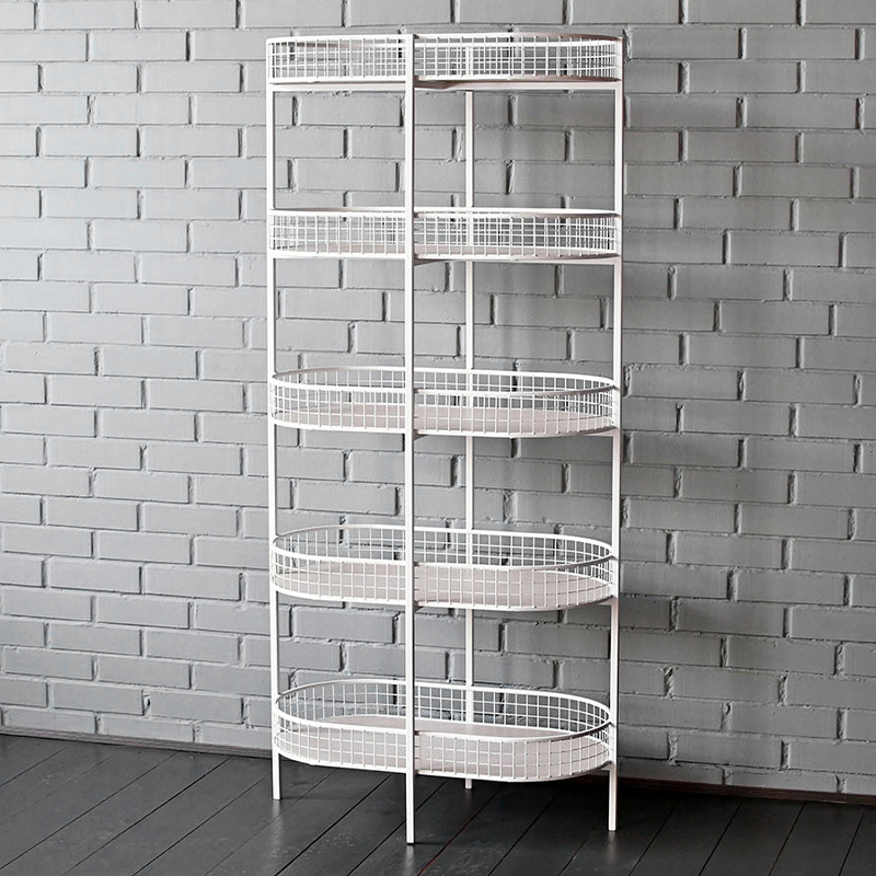 Стеллаж Roan Industrial Metal Rust Rack Белый Древесина Стеллаж Roan Industrial Metal Rust Rack Белый Древесина в Рязани | Loft Concept