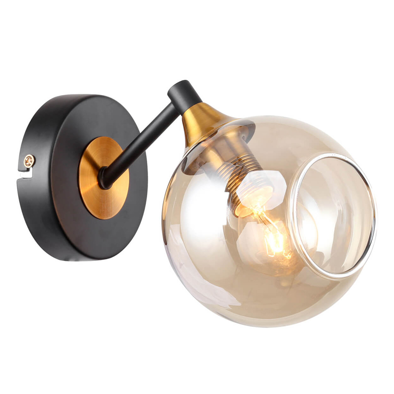 Бра Loft Globe Черный Латунь Янтарь (Amber) в Рязани | Loft Concept 